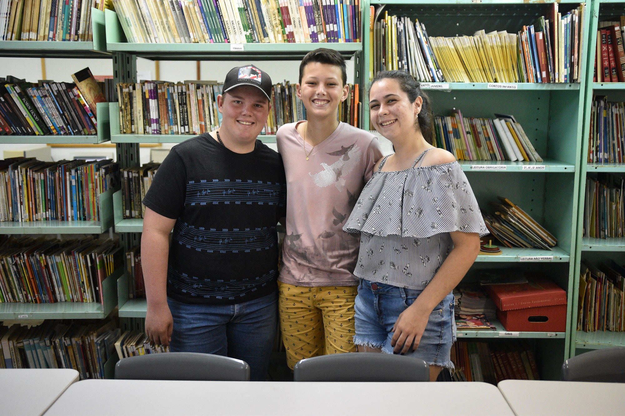 Os alunos Eduardo, Murilo e Letícia são os organizadores do projeto em 2018. Foto: Luís Fernando da Silva / Assessoria de Imprensa