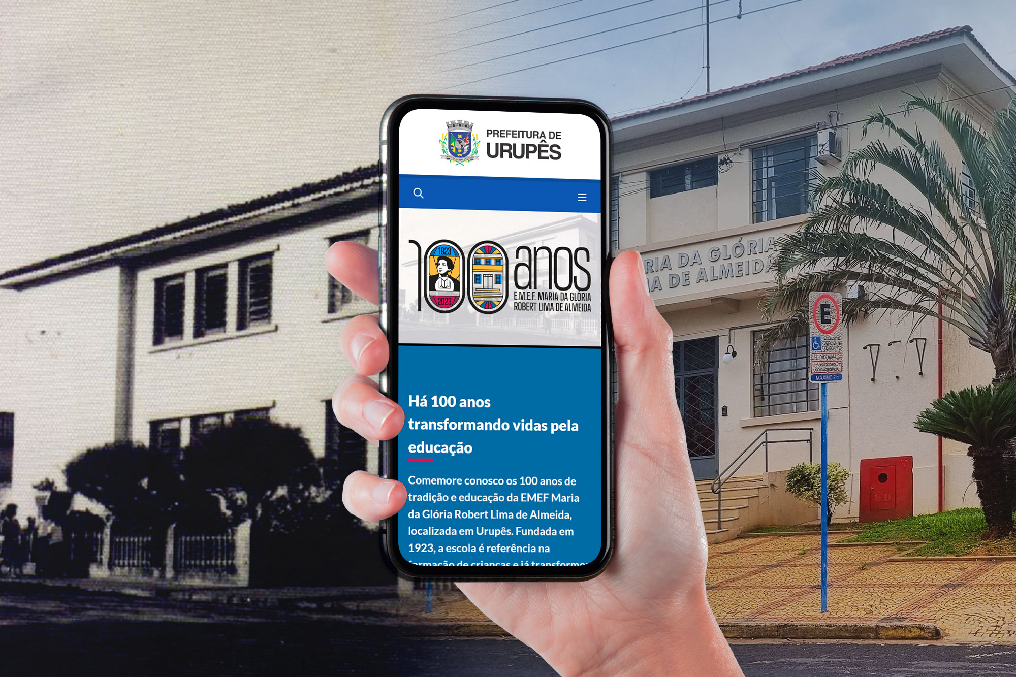 Site mostra informações sobre a escola nestes últimos 100 anos. Imagem: Luís Fernando da Silva / Prefeitura de Urupês