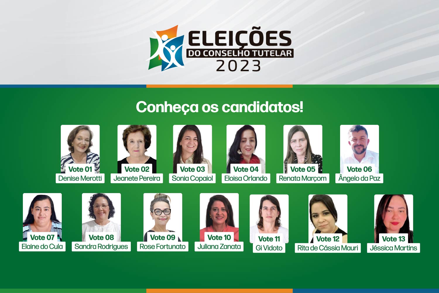 Conheça os candidatos a conselho tutelar para votação neste domingo. Imagem: divulgação.