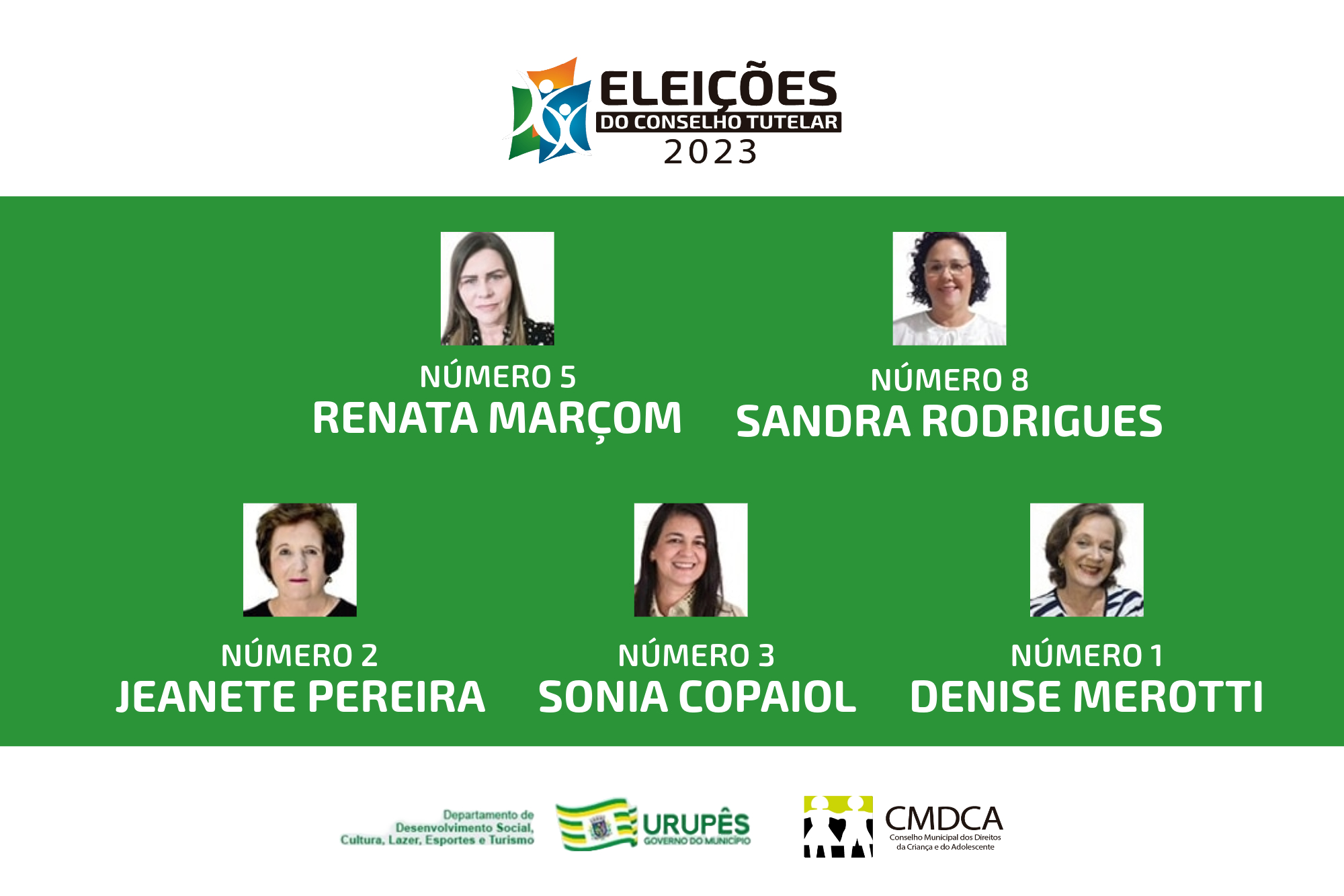 Candidatas eleitas para o Conselho Tutelar de Urupês 2024-2027. Arte: divulgação.