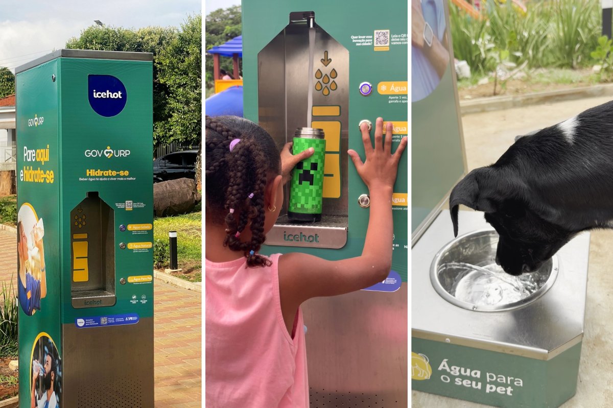 Parque dos Lagos ganha totem de hidratação para pessoas e animais de estimação