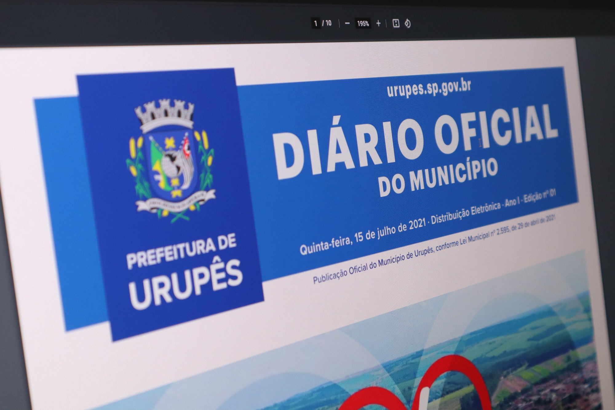 Diário Oficial Eletrônico está disponível para acesso de toda a população. Foto: Luís Fernando da Silva / Prefeitura Municipal de Urupês