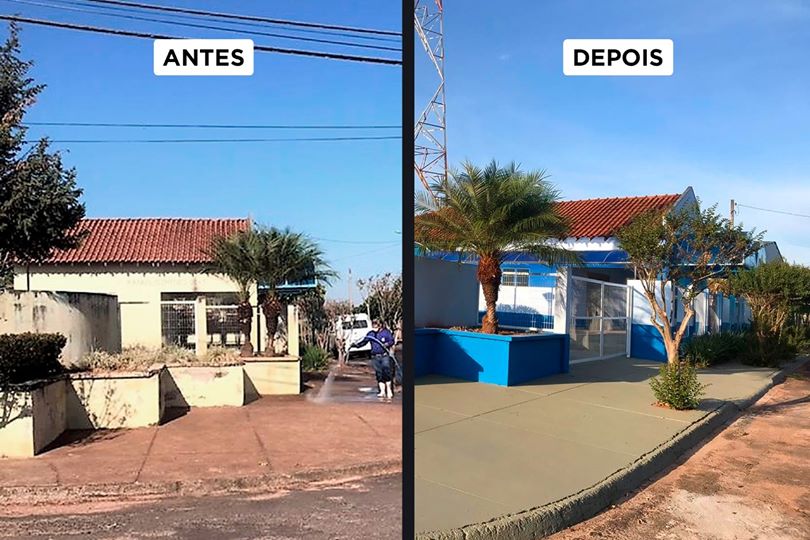Antes e depois do Velório Municipal do distrito de São João do Itaguaçu. Imagem: divulgação