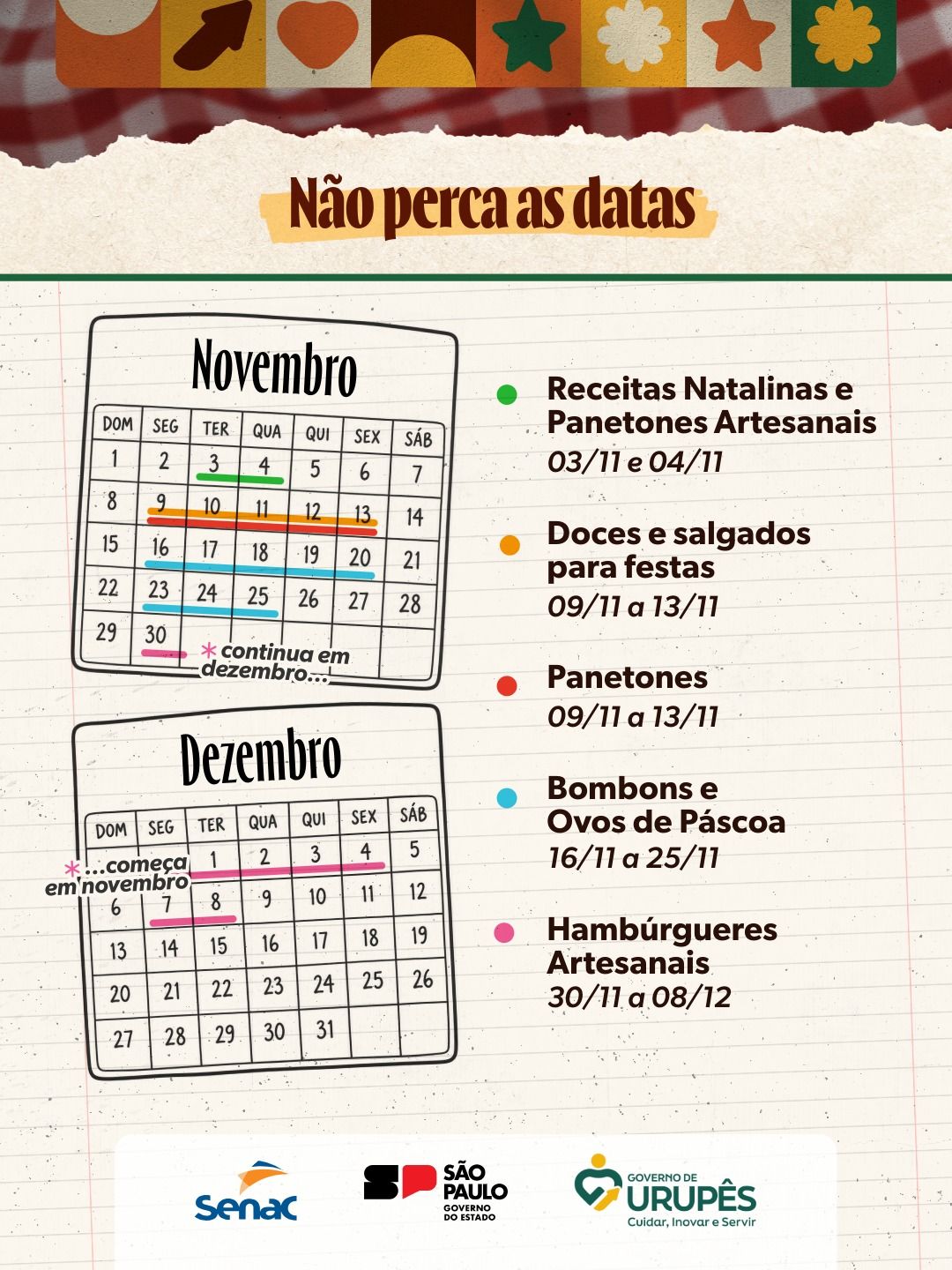 Imagens de divulgação do curso em redes sociais. Artes: Luís Fernando da Silva / Prefeitura Municipal de Urupês.